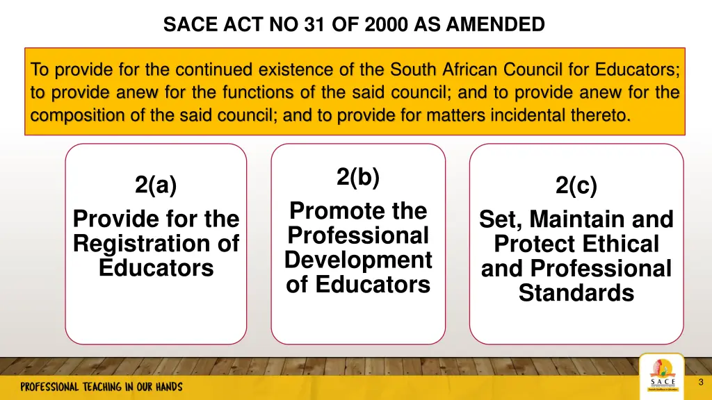 sace act no 31 of 2000 as amended