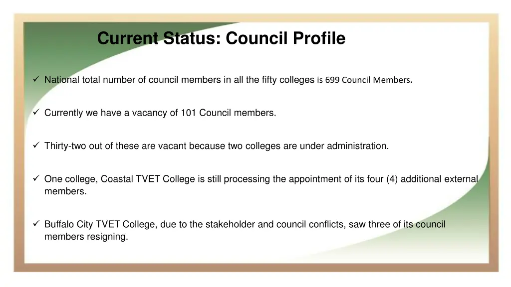 current status council profile