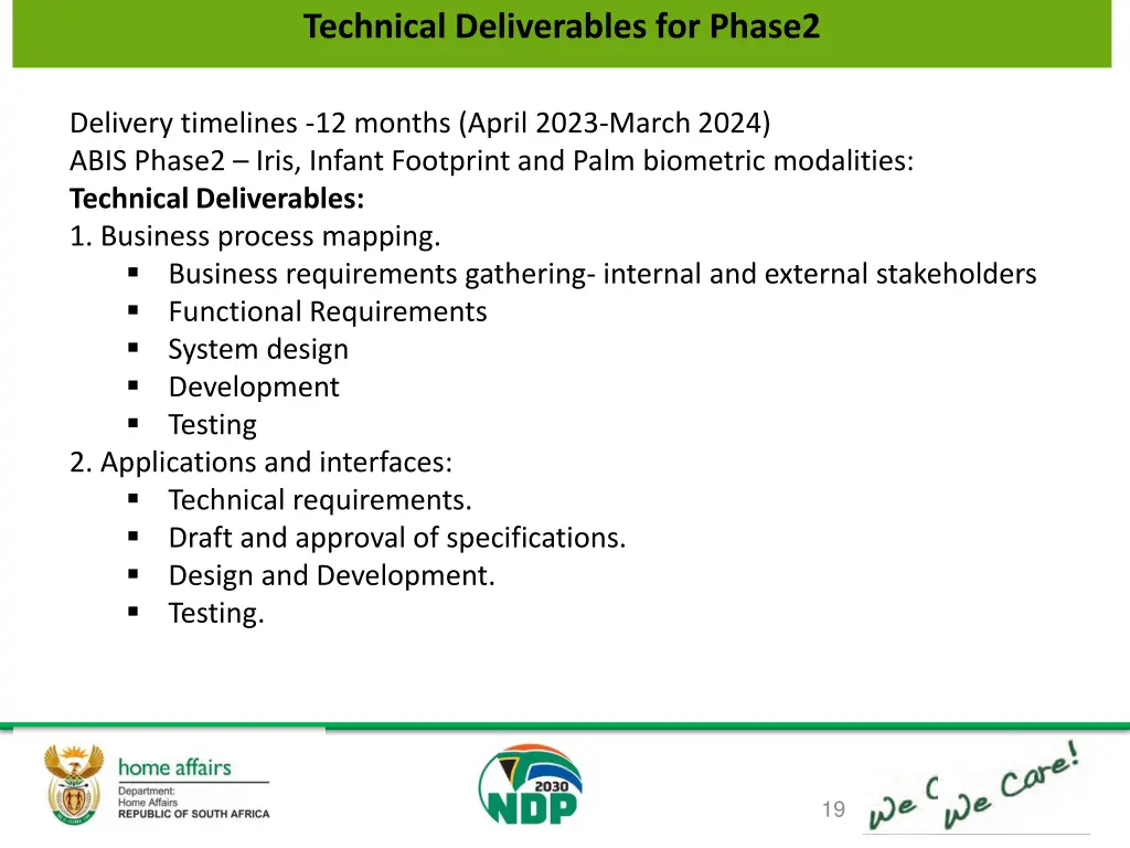 technical deliverables for phase2