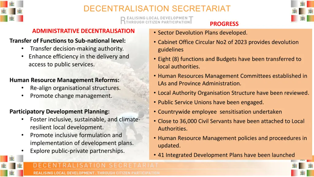 decentralisation secretariat r administrative