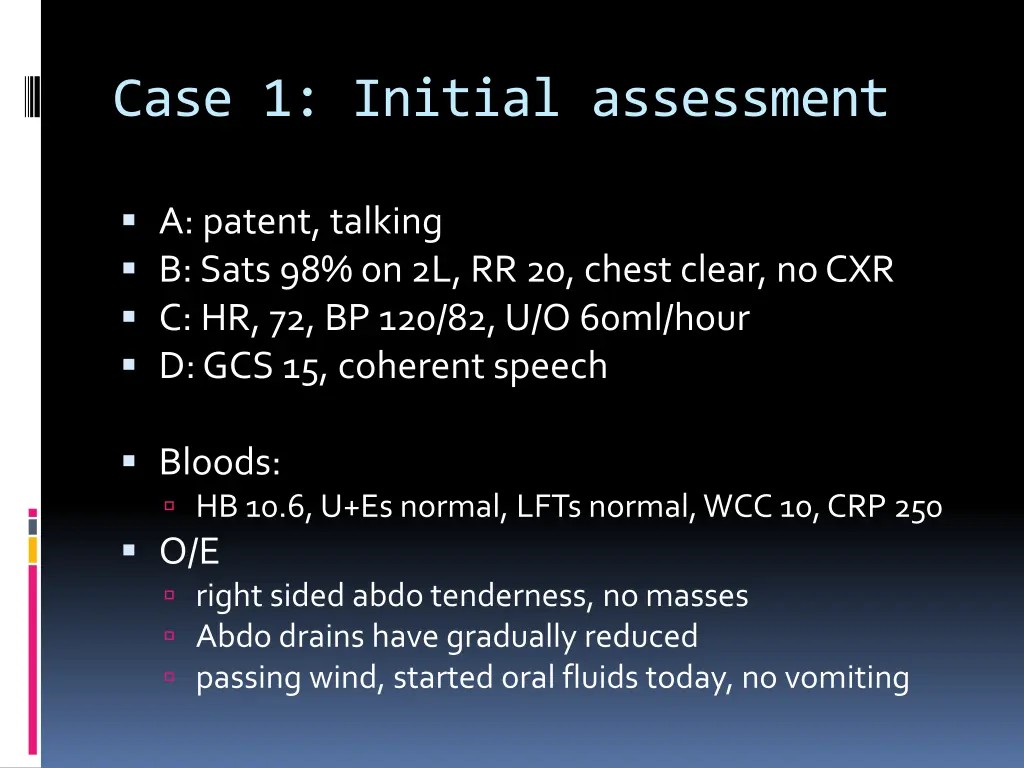case 1 initial assessment