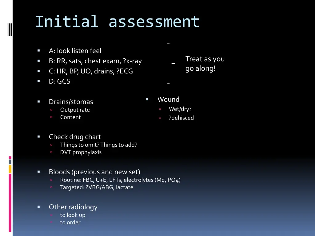 initial assessment