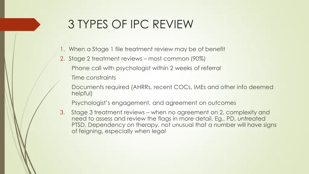 3 types of ipc review