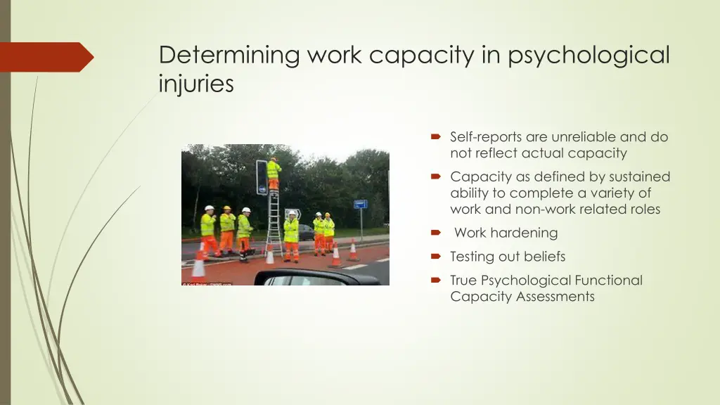 determining work capacity in psychological