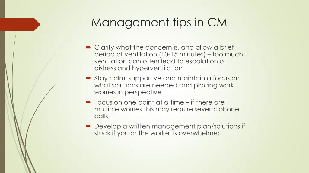 management tips in cm