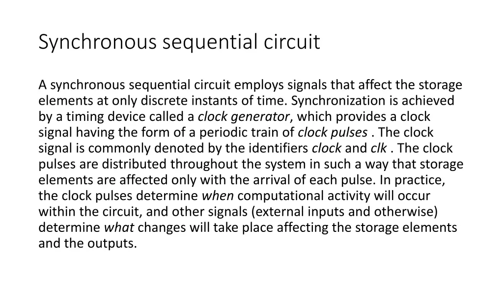 synchronous sequential circuit