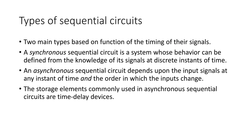 types of sequential circuits