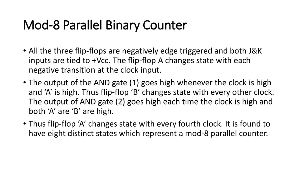 mod mod 8 parallel binary counter 8 parallel 1