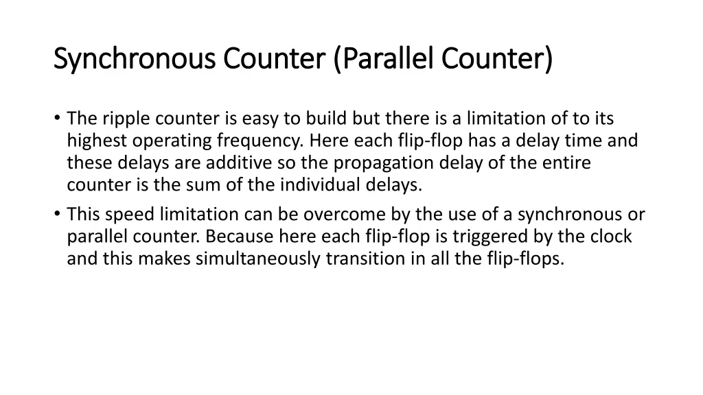 synchronous counter parallel counter synchronous