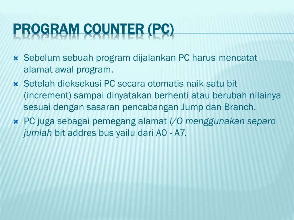 program counter pc program counter pc 1