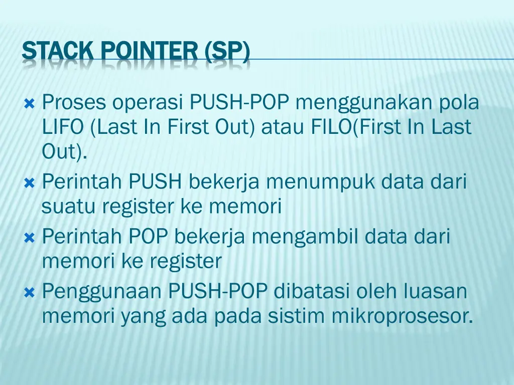 stack pointer sp stack pointer sp 1