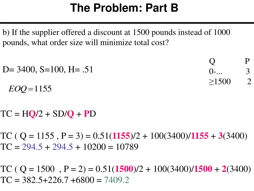 the problem part b 1