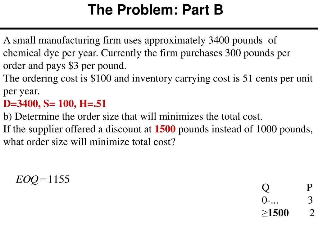 the problem part b