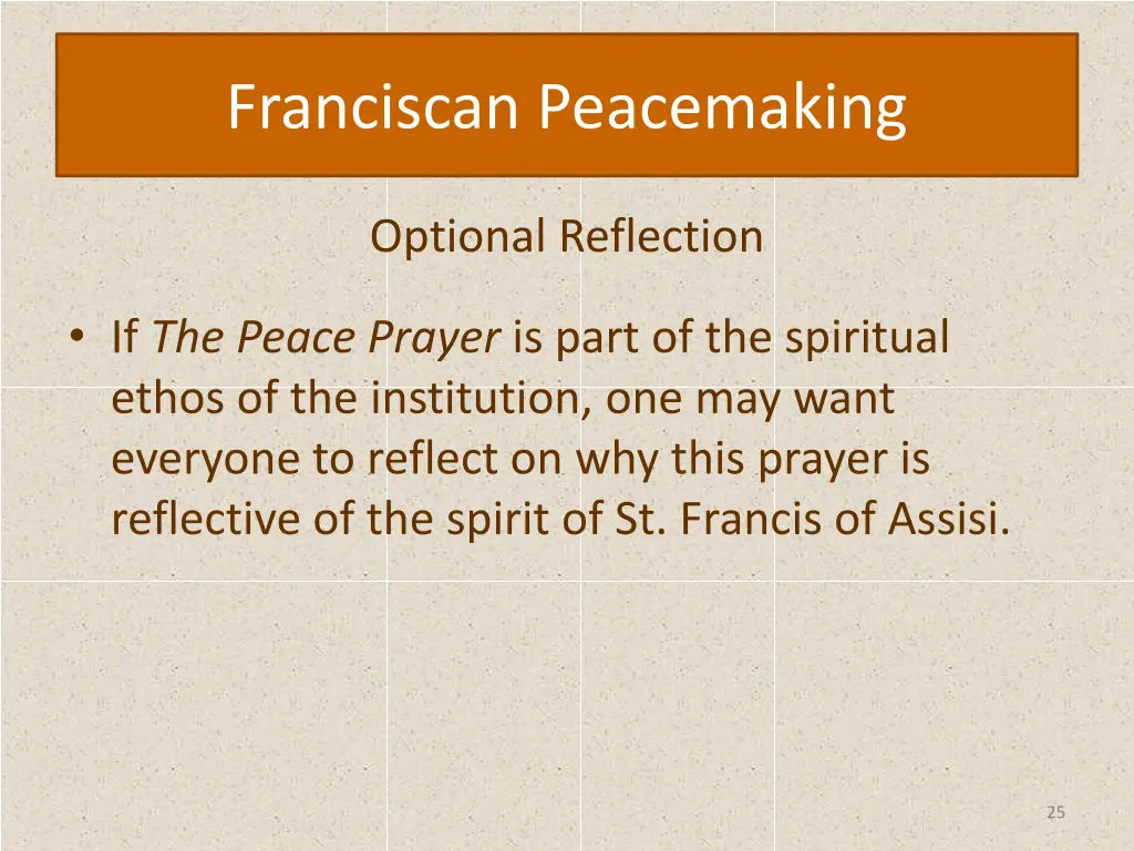 optional reflection franciscan peacemaking
