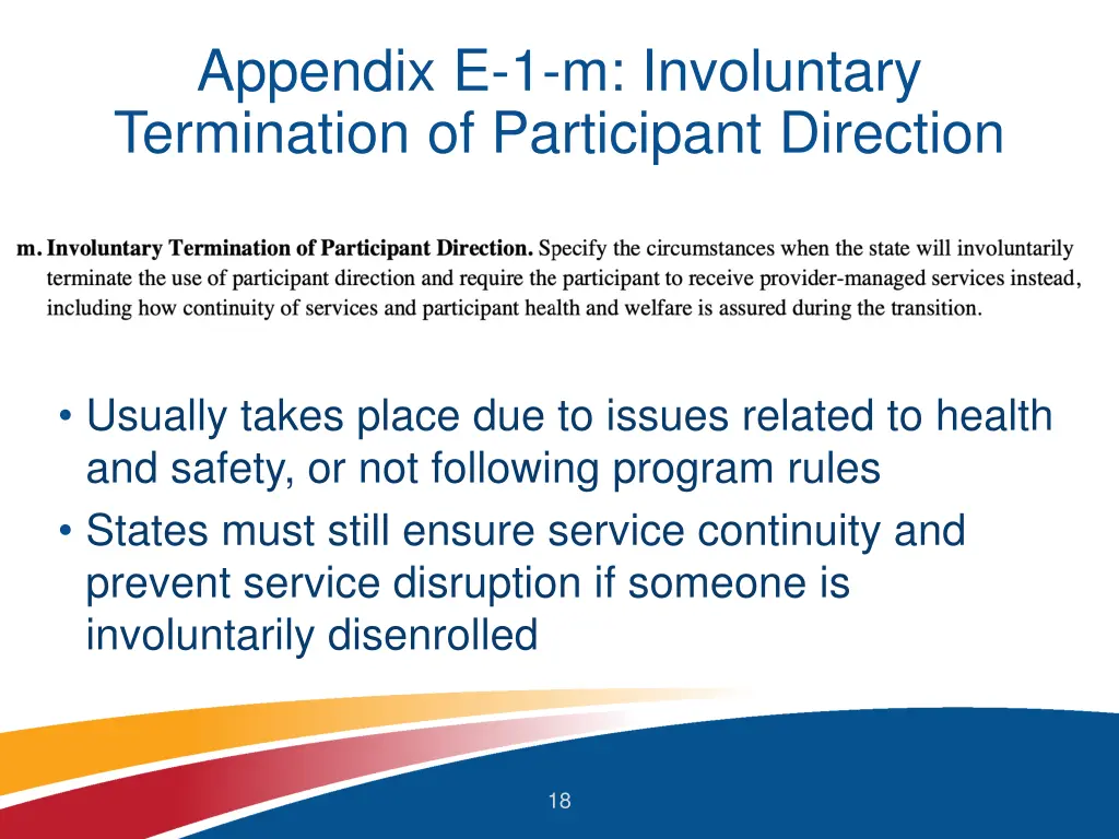 appendix e 1 m involuntary termination