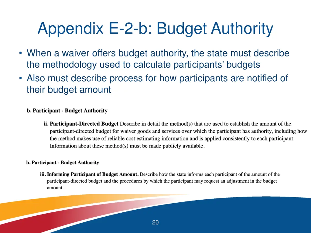 appendix e 2 b budget authority