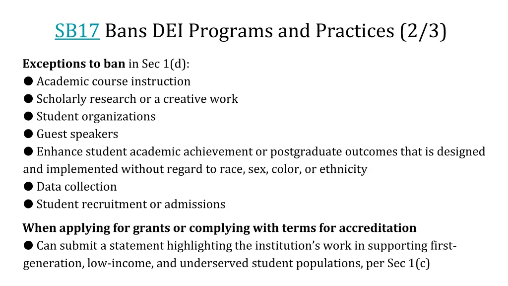sb17 bans dei programs and practices 2 3