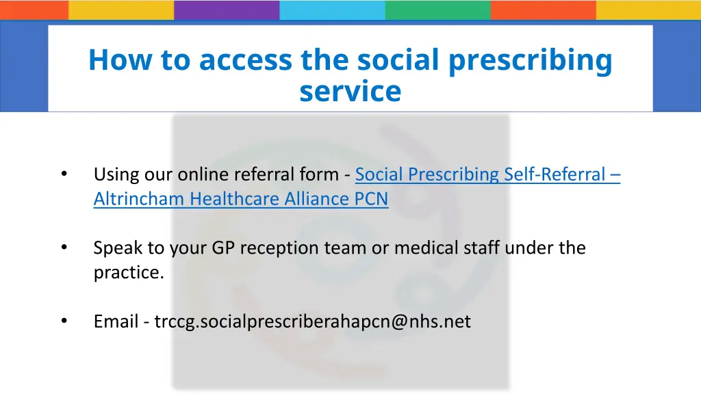how to access the social prescribing service