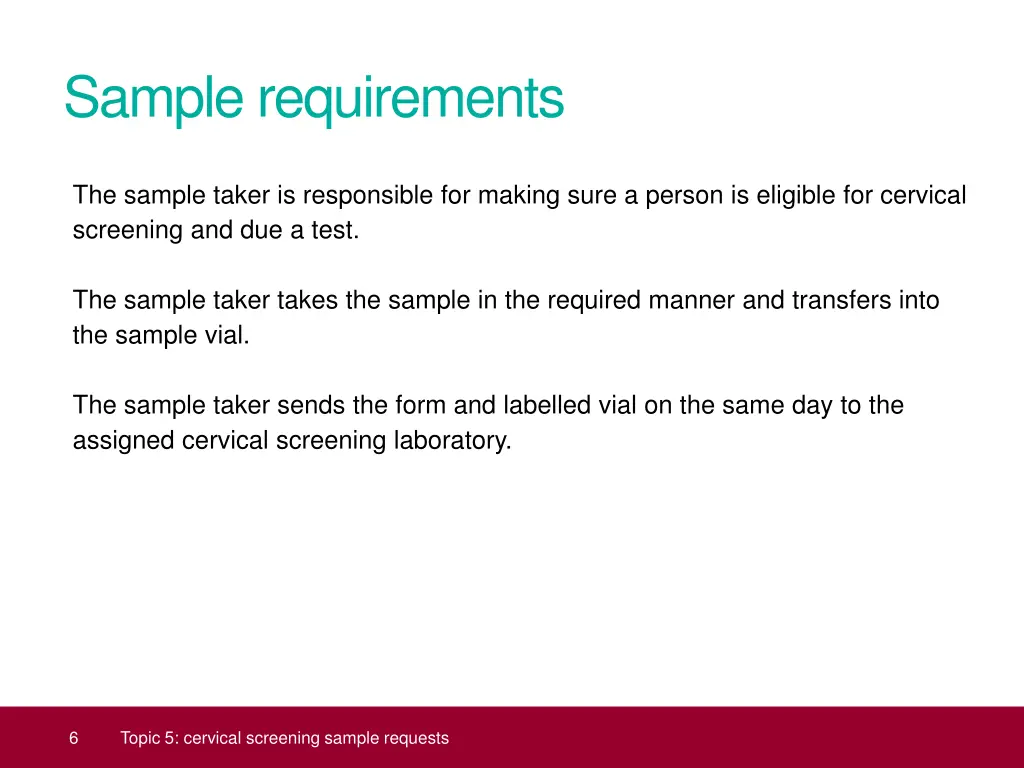 sample requirements