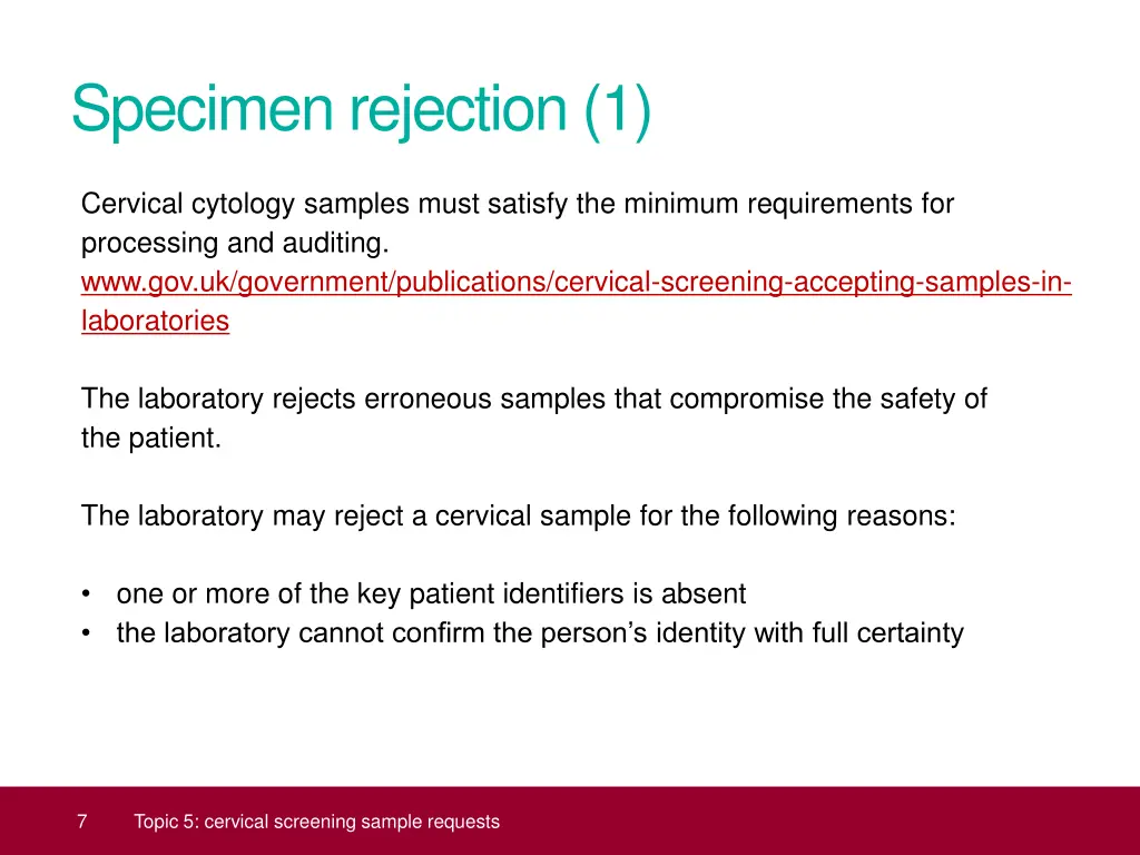 specimen rejection 1