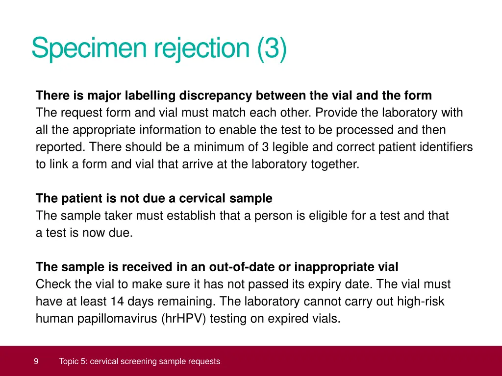 specimen rejection 3