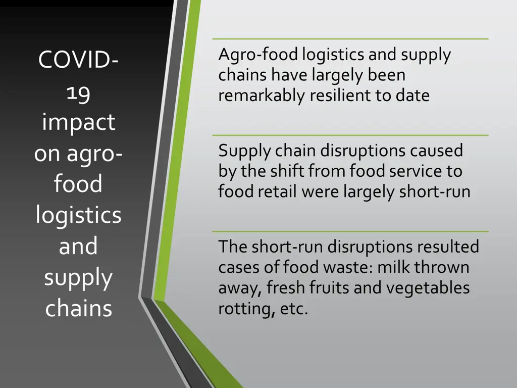 agro food logistics and supply chains have