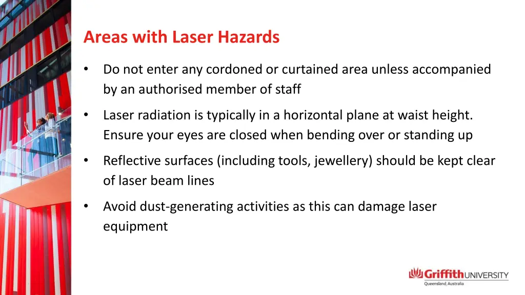 areas with laser hazards