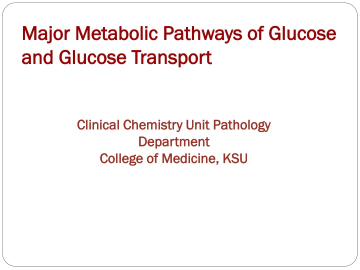 major metabolic pathways of glucose major