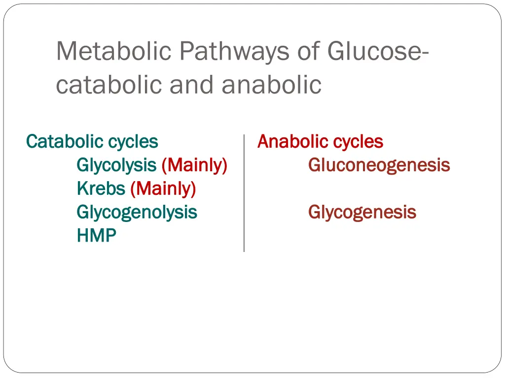 metabolic pathways of glucose catabolic