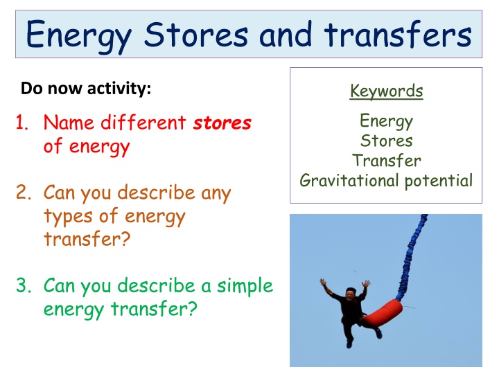 energy stores and transfers