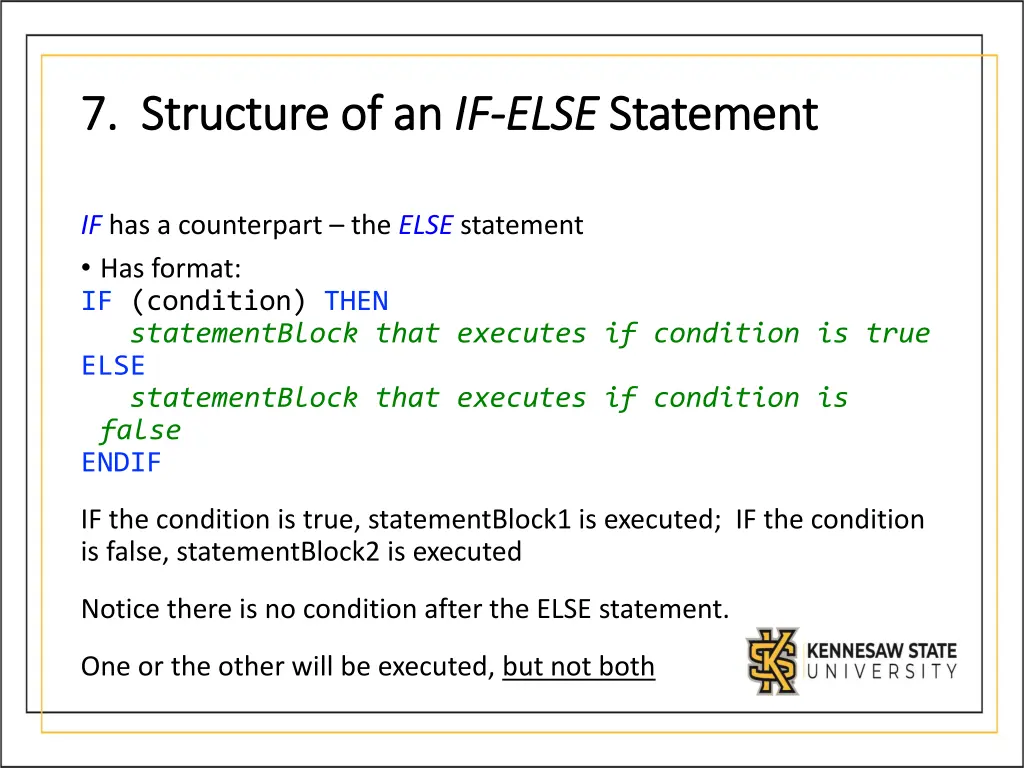 7 structure of an 7 structure of an if if else