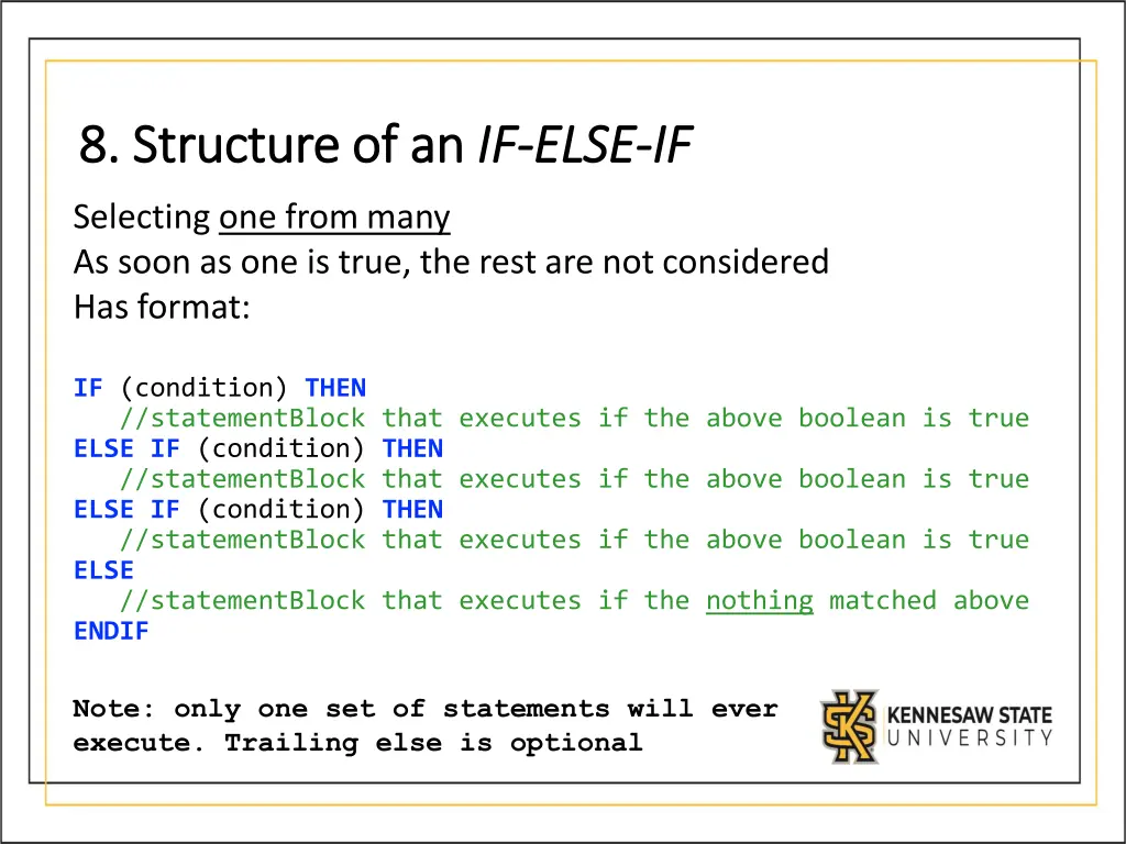 8 structure of an 8 structure of an if if else