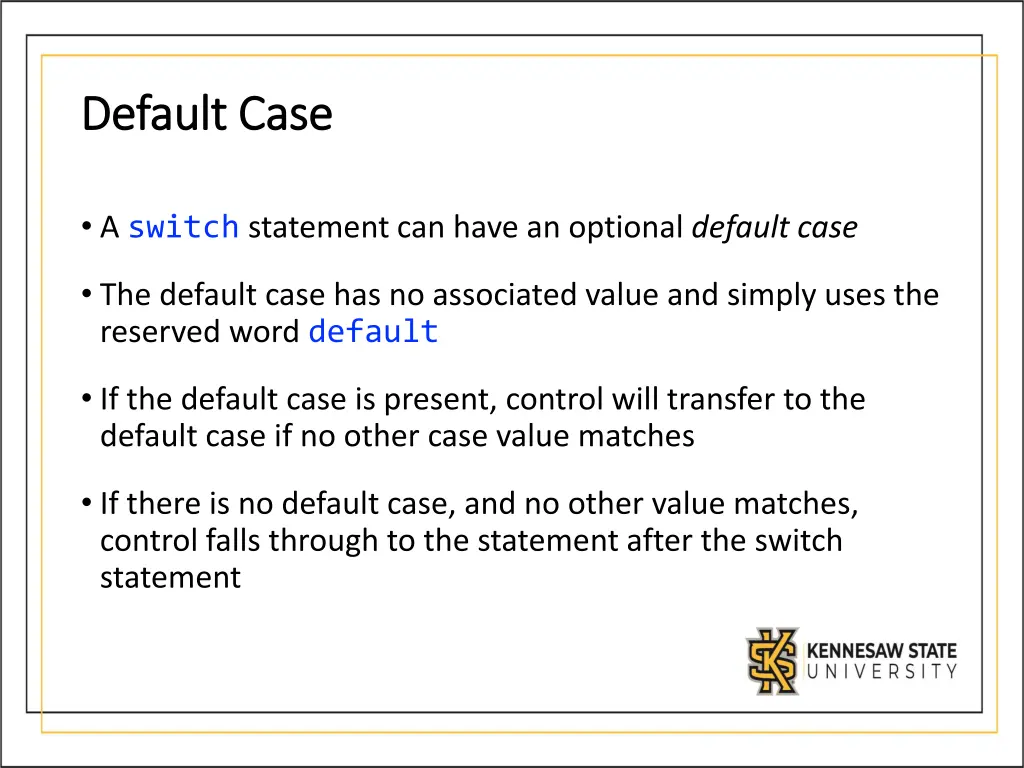 default case default case
