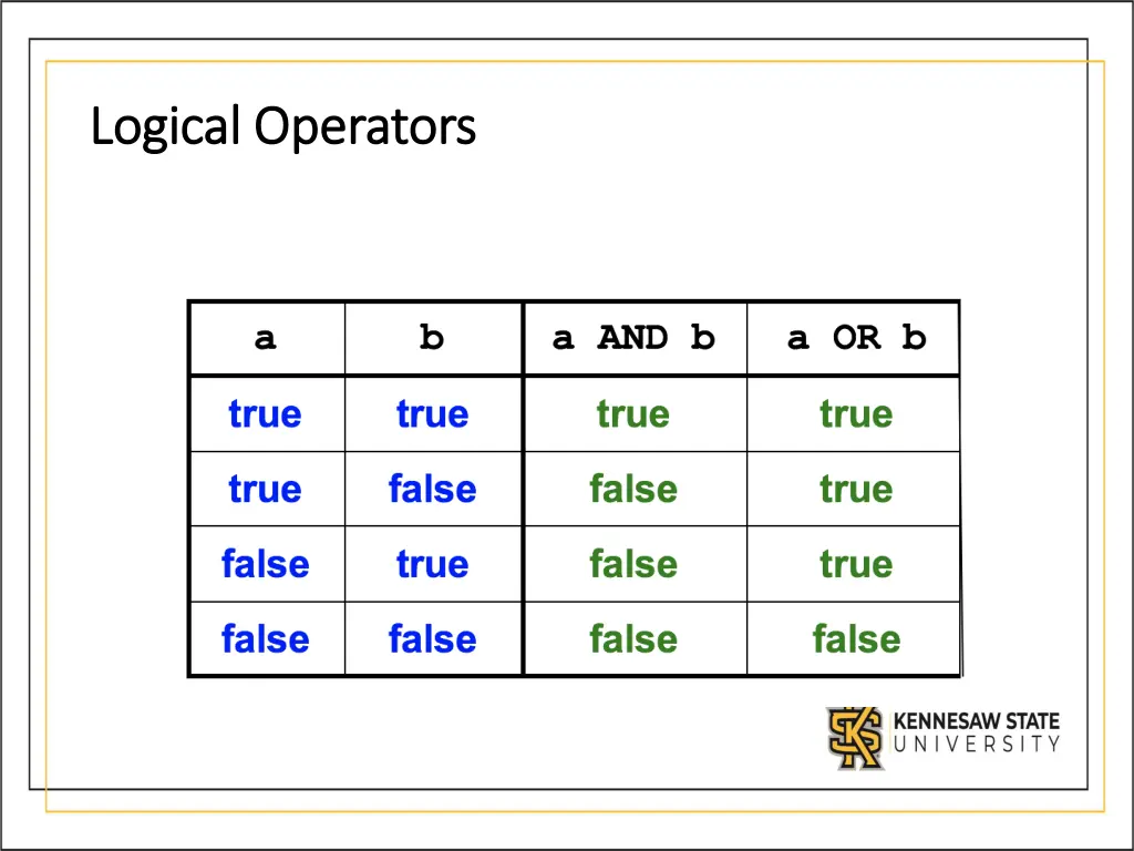 logical operators logical operators