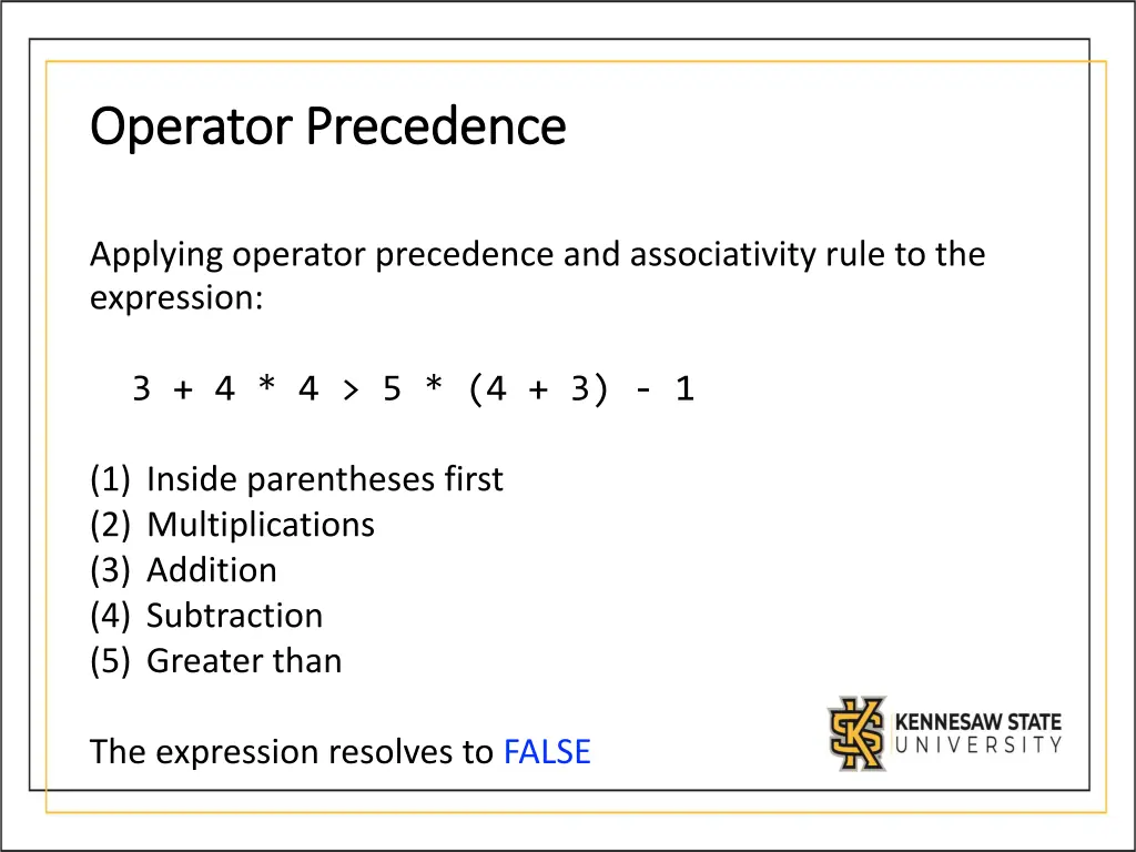 operator precedence operator precedence