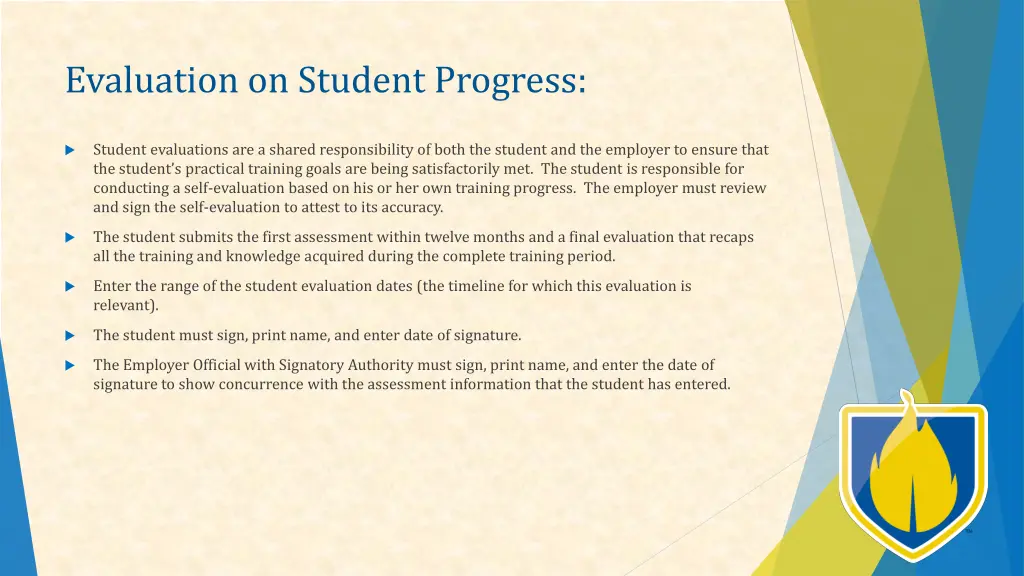 evaluation on student progress