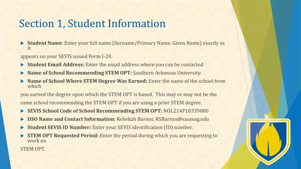 section 1 student information