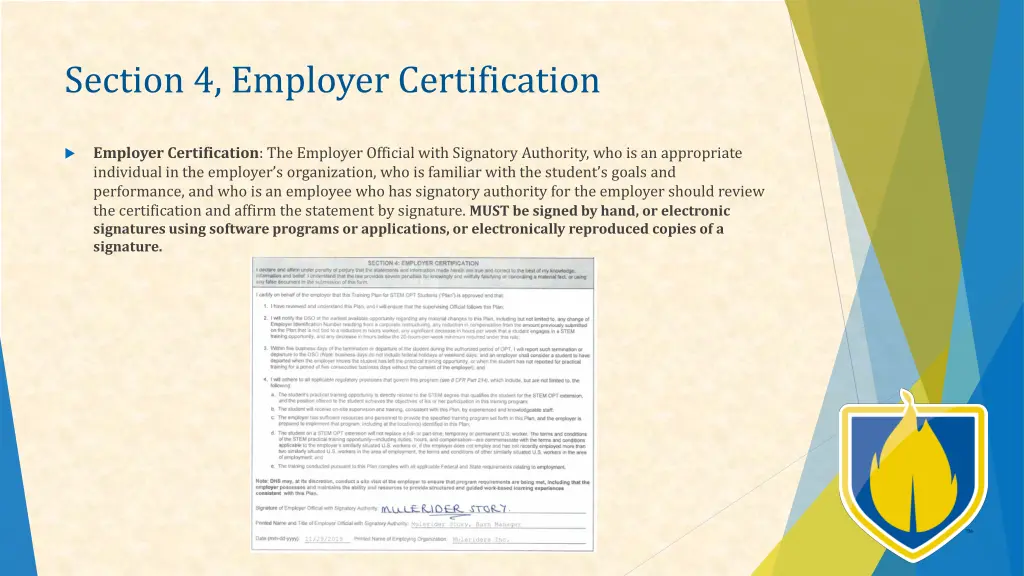 section 4 employer certification