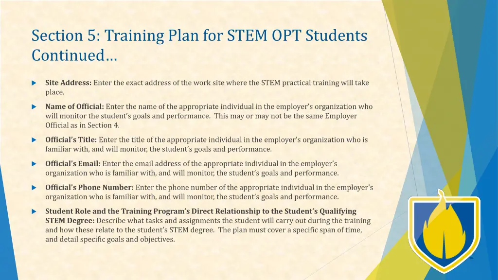 section 5 training plan for stem opt students 1