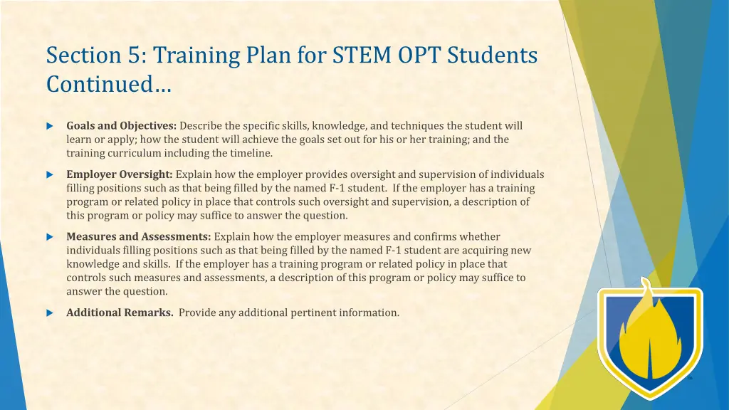 section 5 training plan for stem opt students 2