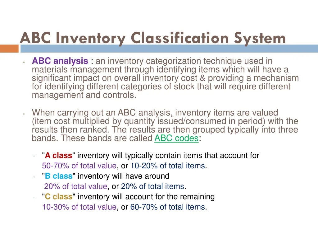 abc inventory classification system