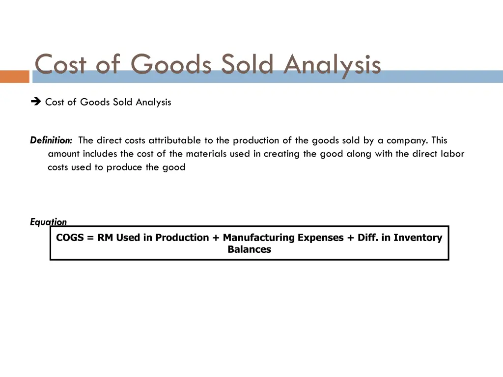 cost of goods sold analysis