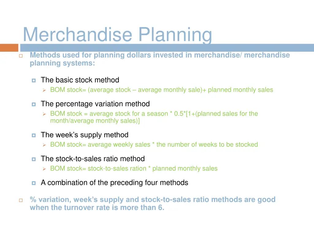 merchandise planning
