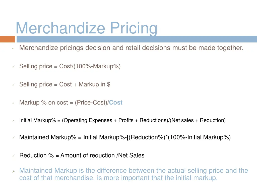 merchandize pricing