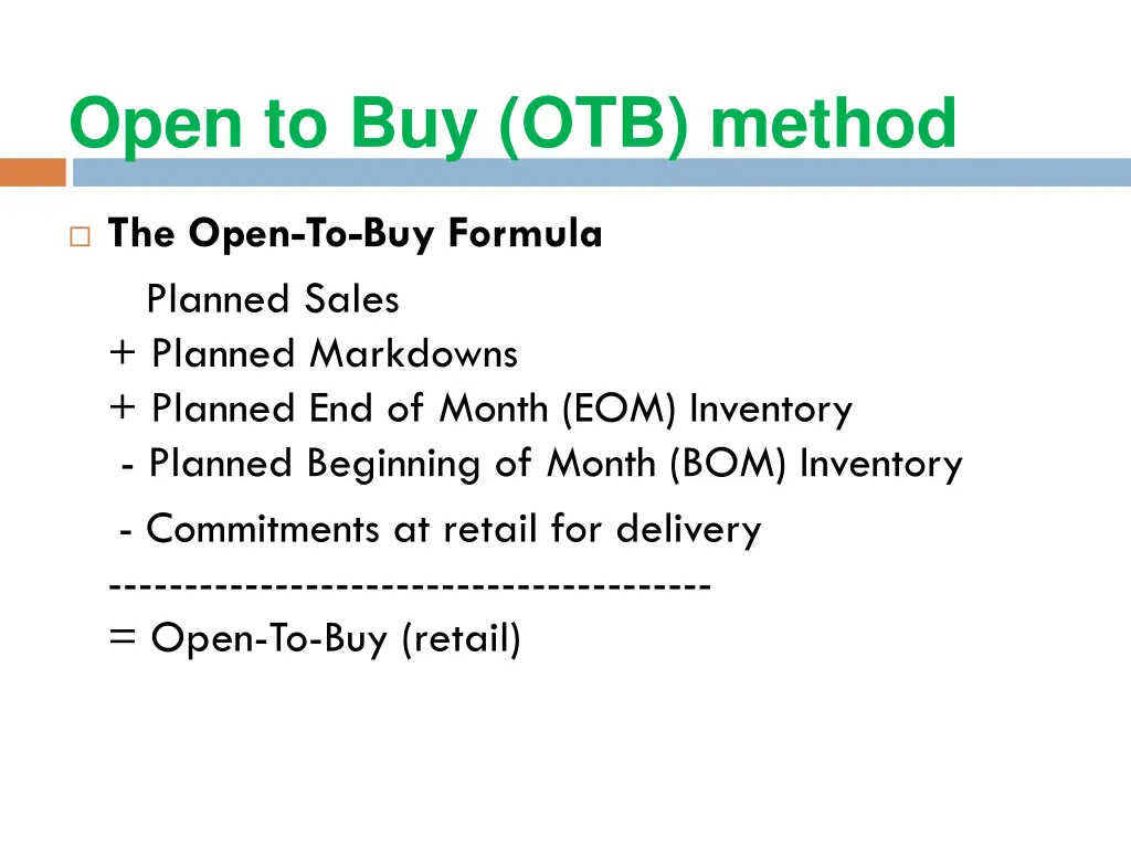 open to buy otb method