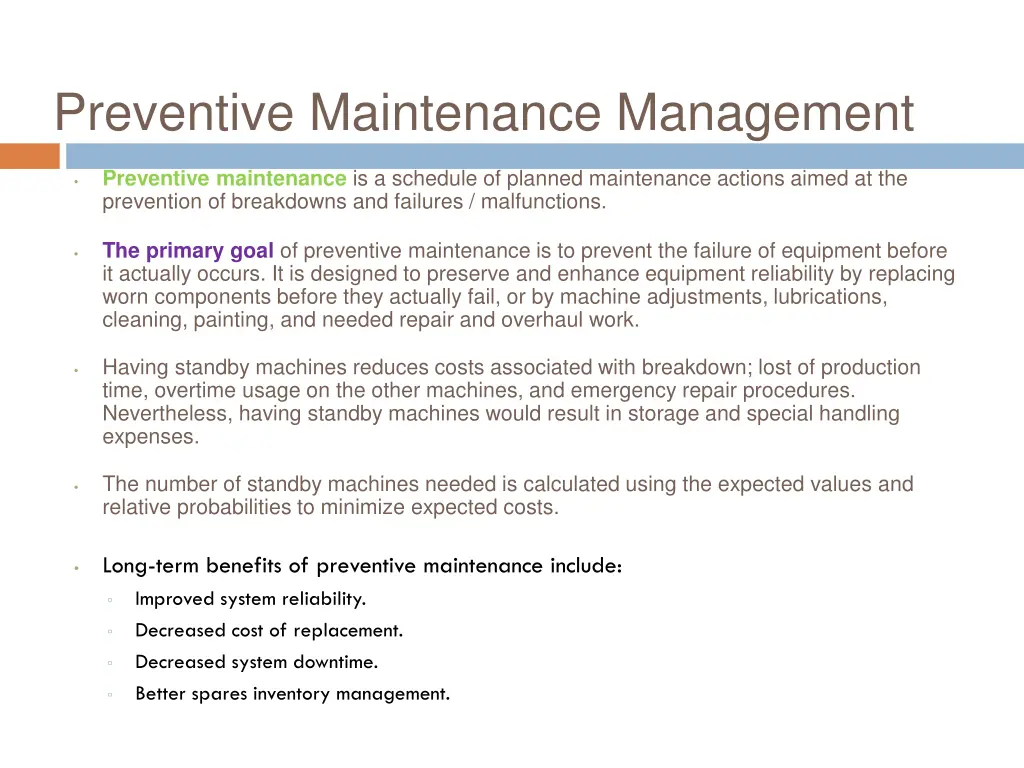preventive maintenance management