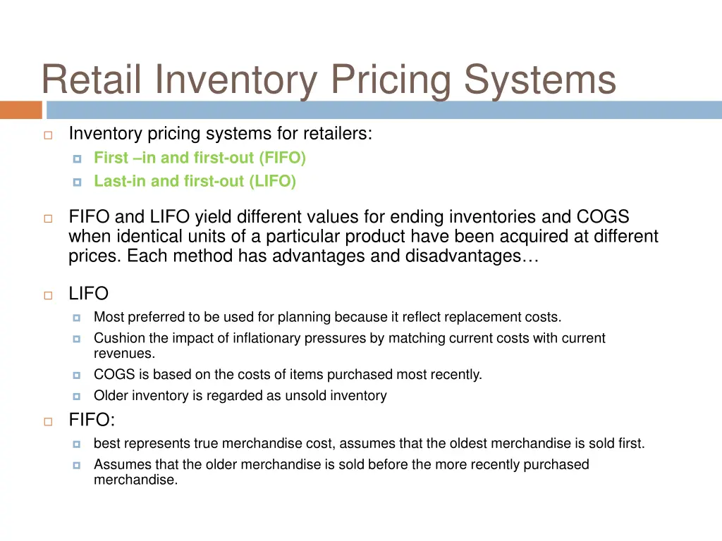 retail inventory pricing systems