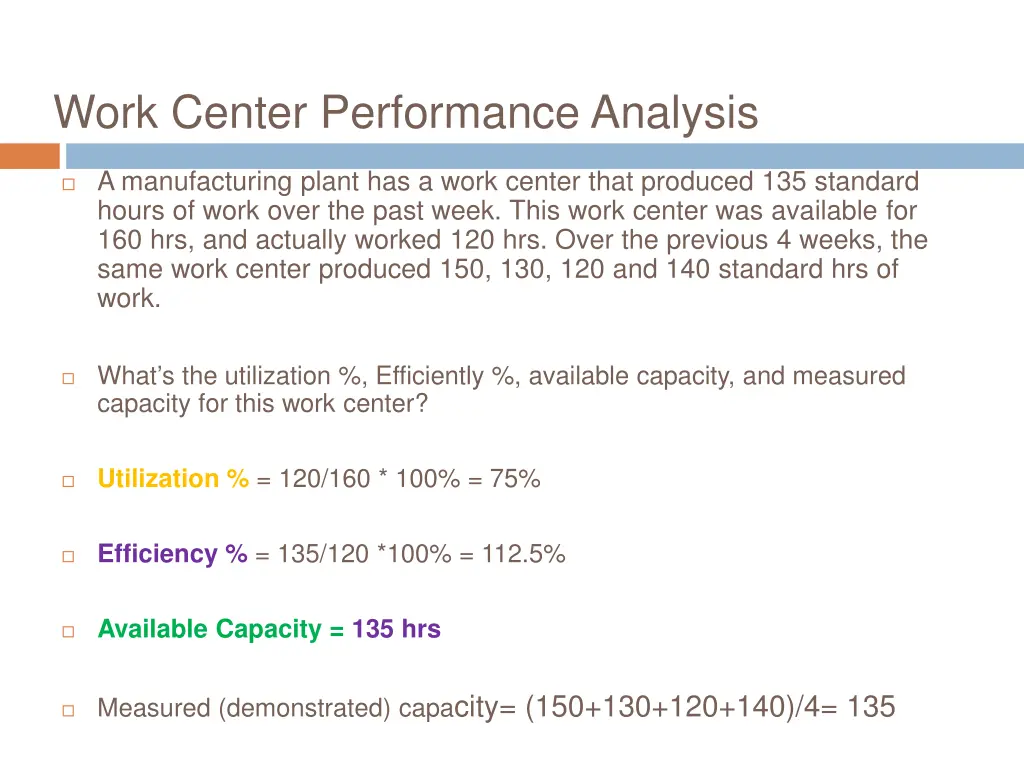 work center performance analysis 2