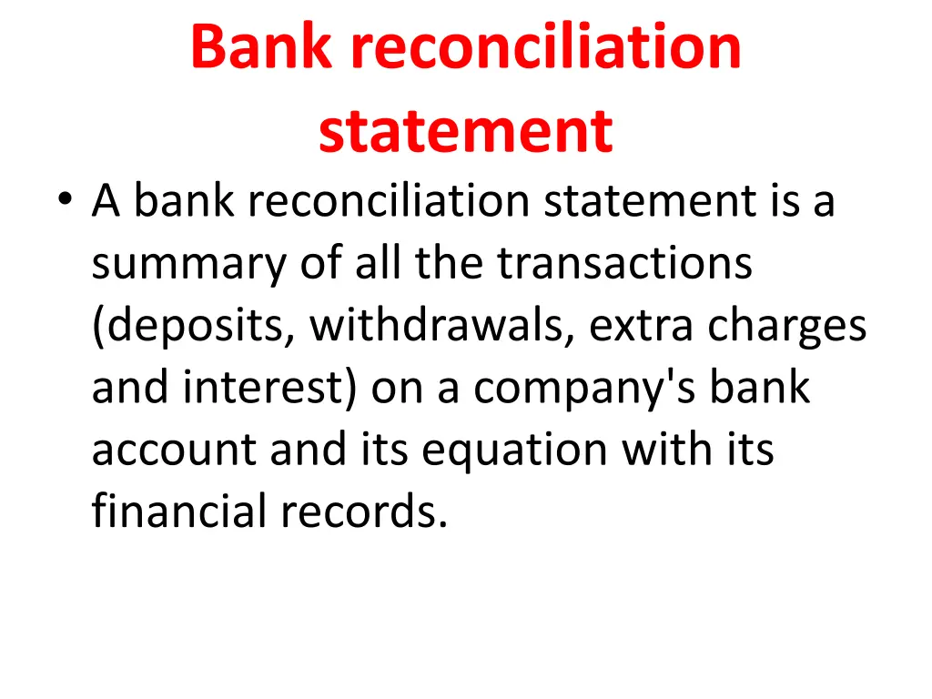 bank reconciliation statement a bank
