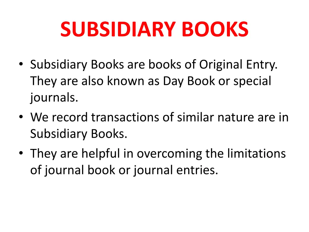 subsidiary books